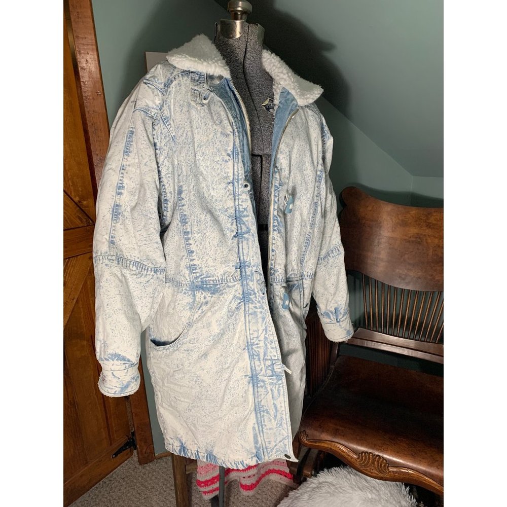 Vintage 80’s-90’s British Mist acid wash denim coat